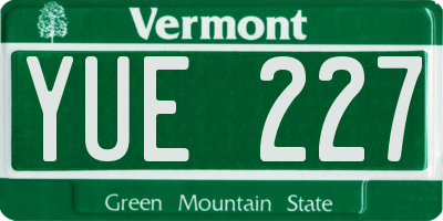 VT license plate YUE227