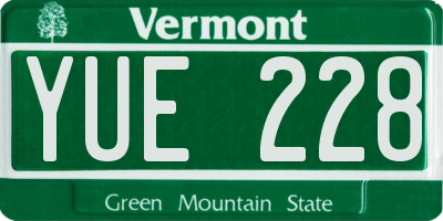 VT license plate YUE228