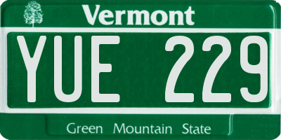 VT license plate YUE229