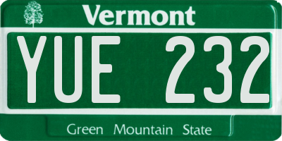 VT license plate YUE232