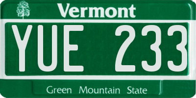 VT license plate YUE233