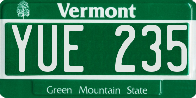VT license plate YUE235