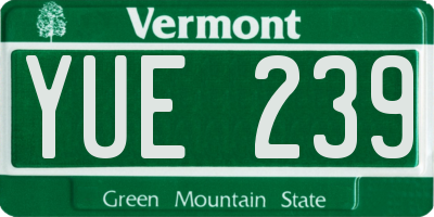 VT license plate YUE239
