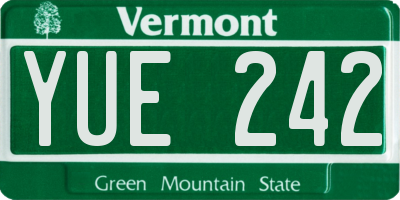 VT license plate YUE242