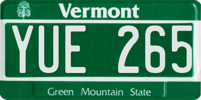 VT license plate YUE265