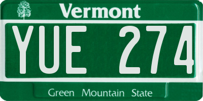 VT license plate YUE274