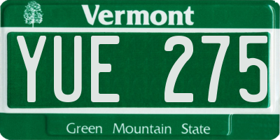 VT license plate YUE275