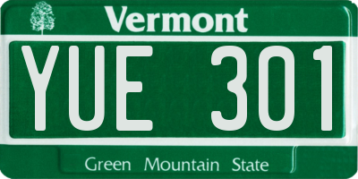 VT license plate YUE301