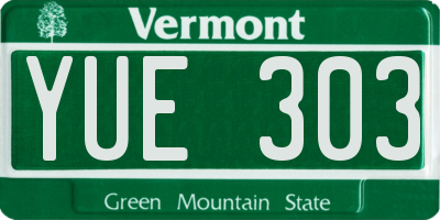 VT license plate YUE303