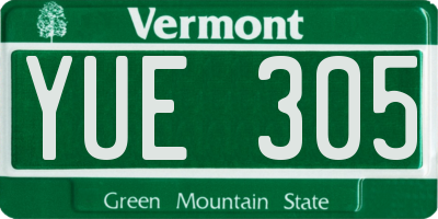 VT license plate YUE305