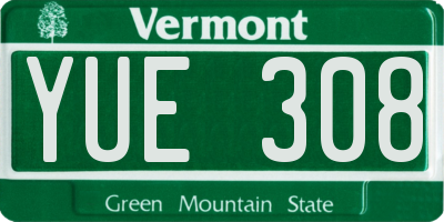 VT license plate YUE308