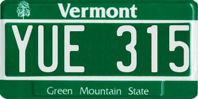 VT license plate YUE315