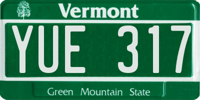 VT license plate YUE317