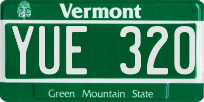VT license plate YUE320