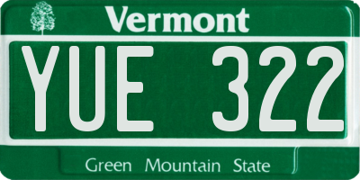VT license plate YUE322