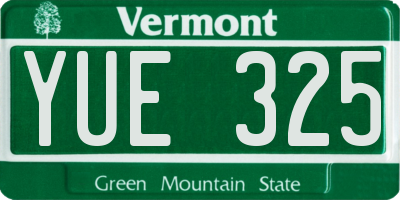 VT license plate YUE325