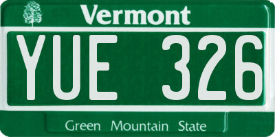 VT license plate YUE326