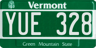 VT license plate YUE328