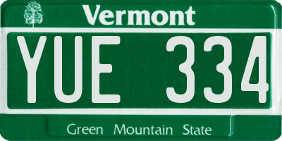 VT license plate YUE334
