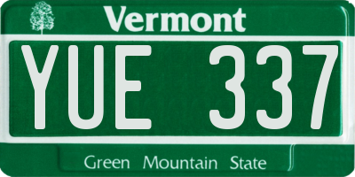 VT license plate YUE337