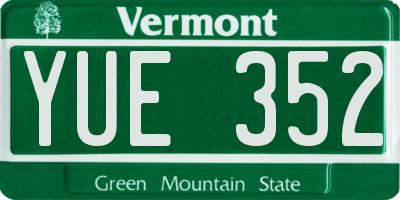 VT license plate YUE352