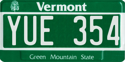 VT license plate YUE354