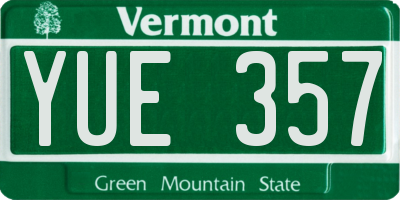 VT license plate YUE357
