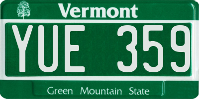 VT license plate YUE359