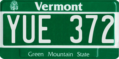 VT license plate YUE372