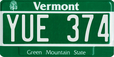 VT license plate YUE374