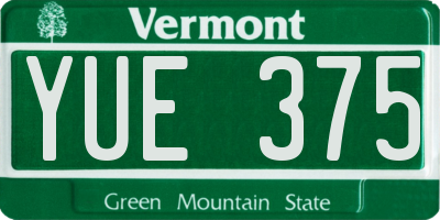 VT license plate YUE375