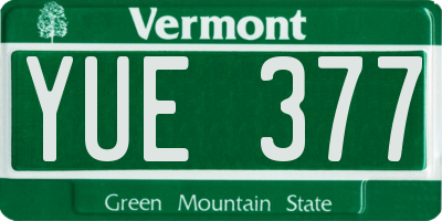 VT license plate YUE377