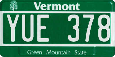 VT license plate YUE378