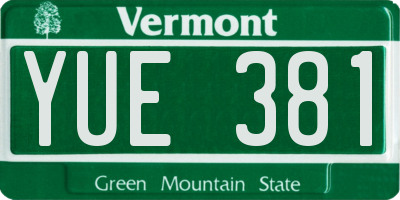 VT license plate YUE381
