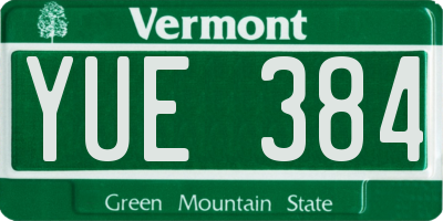 VT license plate YUE384