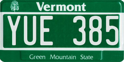 VT license plate YUE385