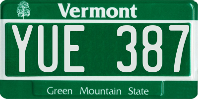 VT license plate YUE387