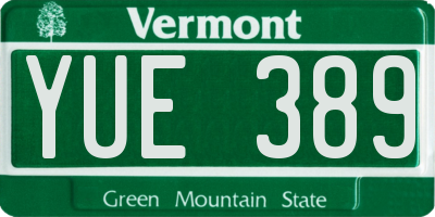 VT license plate YUE389