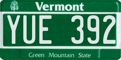 VT license plate YUE392