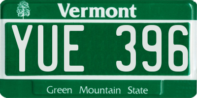 VT license plate YUE396