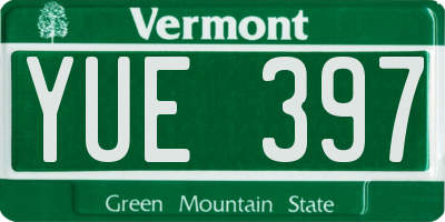 VT license plate YUE397