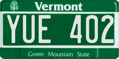 VT license plate YUE402