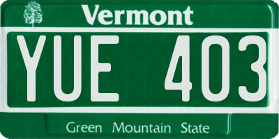VT license plate YUE403