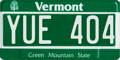 VT license plate YUE404