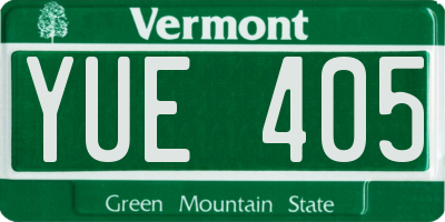 VT license plate YUE405