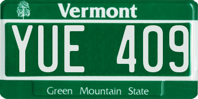 VT license plate YUE409