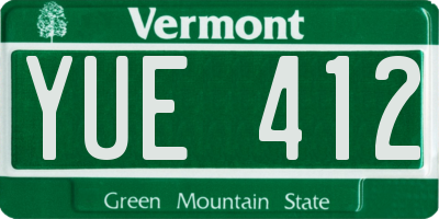 VT license plate YUE412