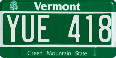 VT license plate YUE418