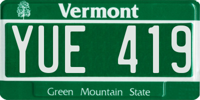 VT license plate YUE419