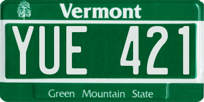 VT license plate YUE421